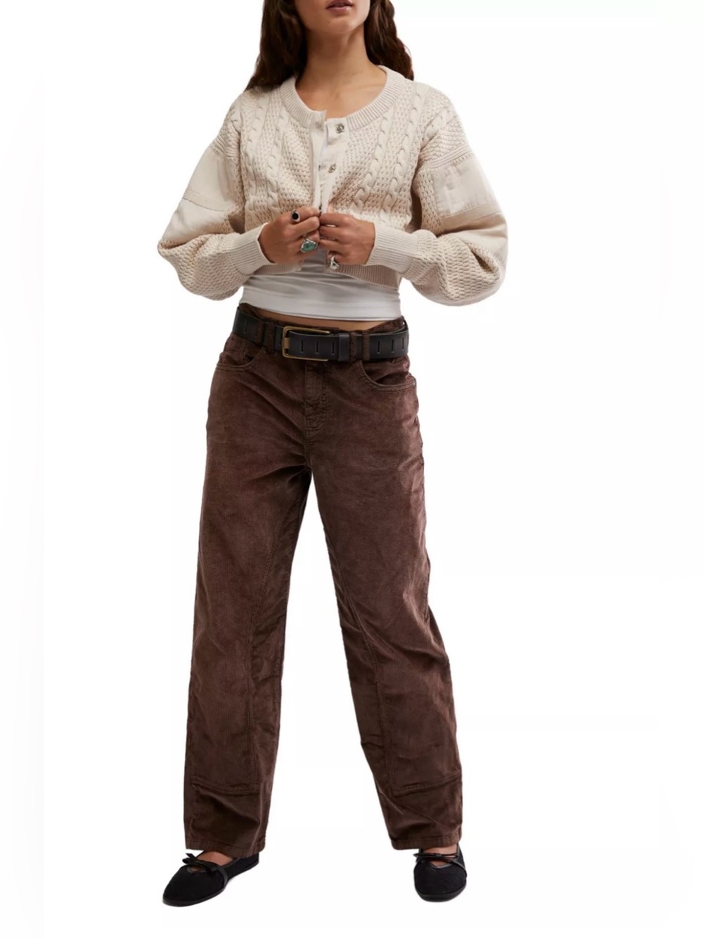 NWT FREE PEOPLE WE THE FREE RISK TAKER CORDUROY PANTS CHOCOLATE